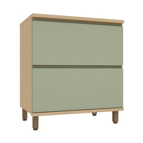 Balcão 1 Porta 80x90x53cm Madeira Domus Carvalho UV e Verde Luciane