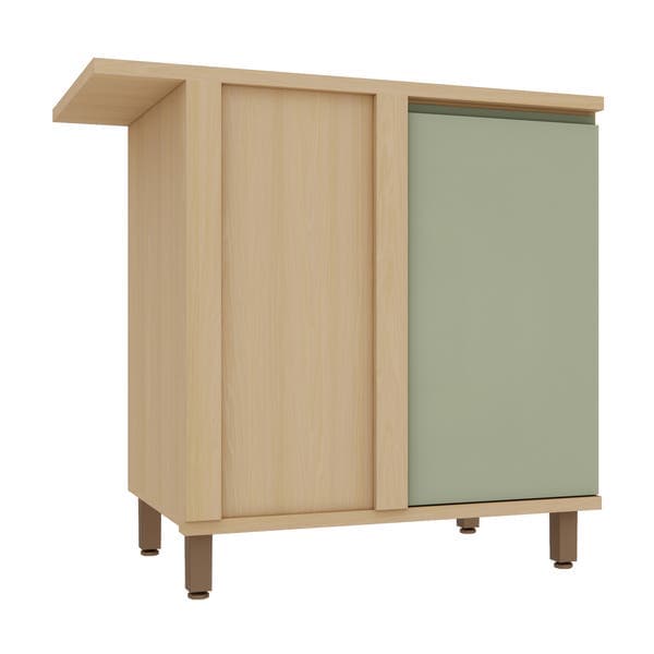 Balcão 1 Porta 95x90x53cm Madeira Domus Carvalho UV e Verde Luciane