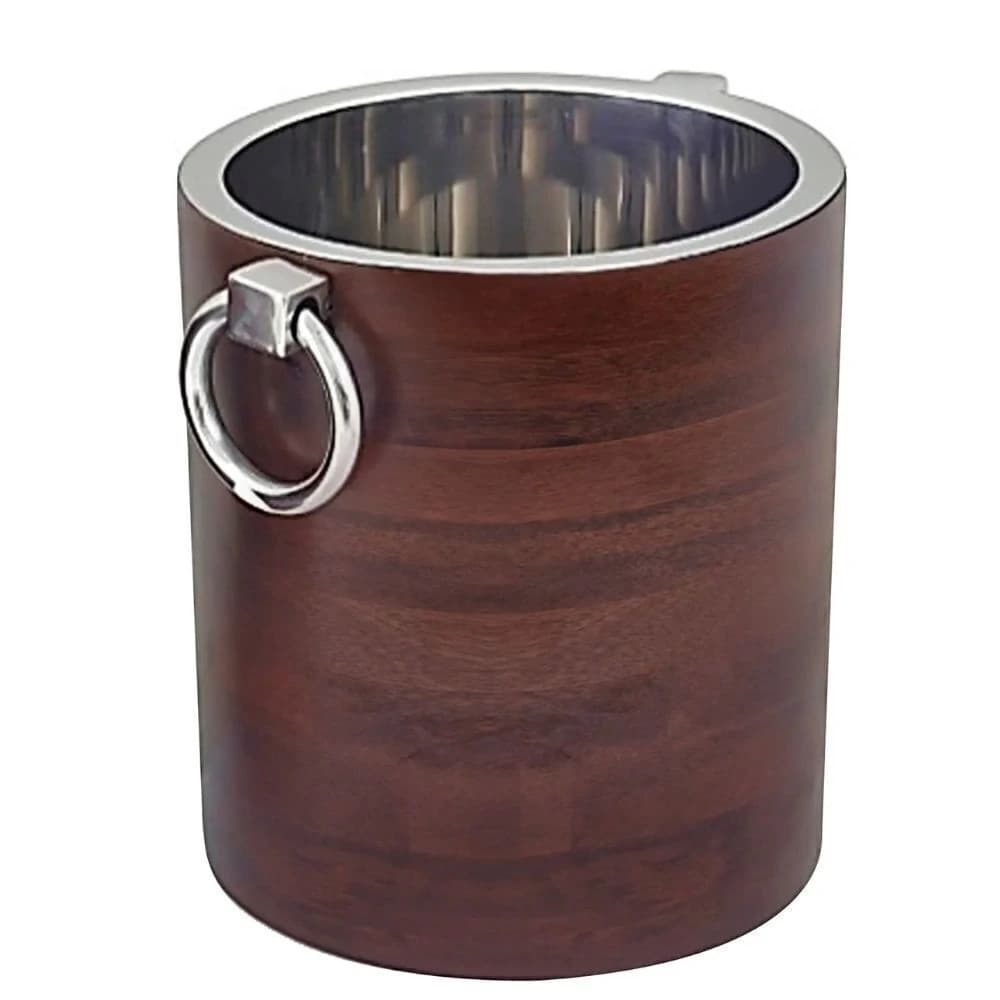 Balde para Garrafa de Aço Inox e Madeira 25x30x8cm