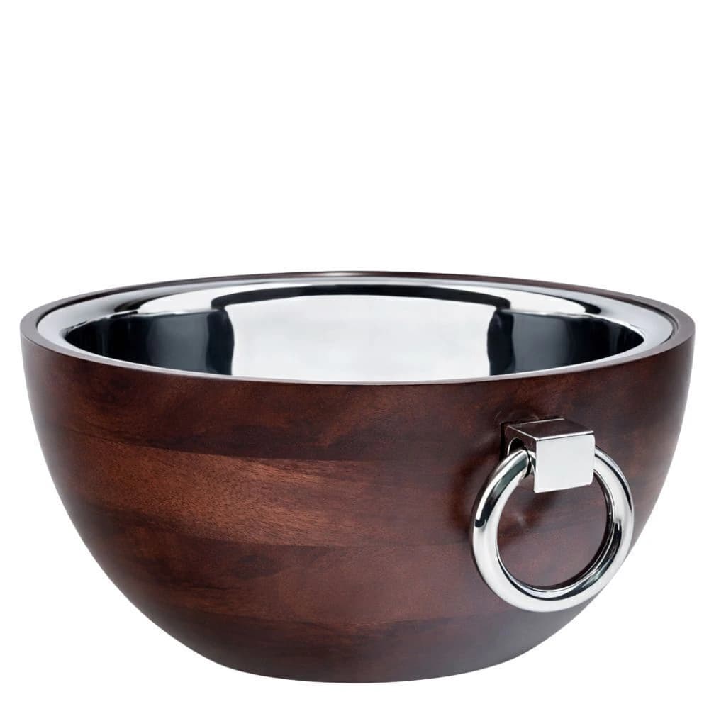 Balde para Garrafa de Aço Inox e Madeira 35x40cm