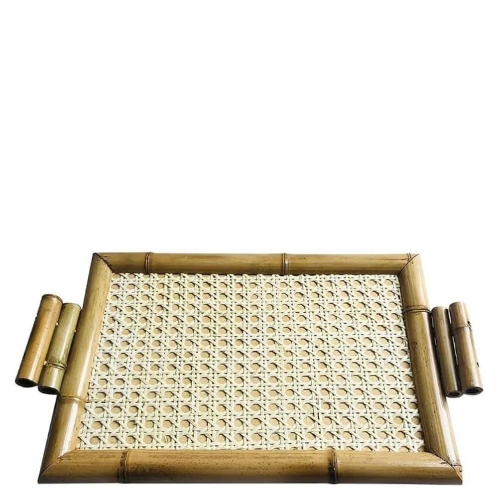 Bandeja de Bambu e Rattan Palhinha 28x40cm