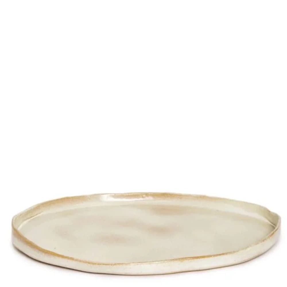 Bandeja de Cerâmica Off White 45x33x3cm