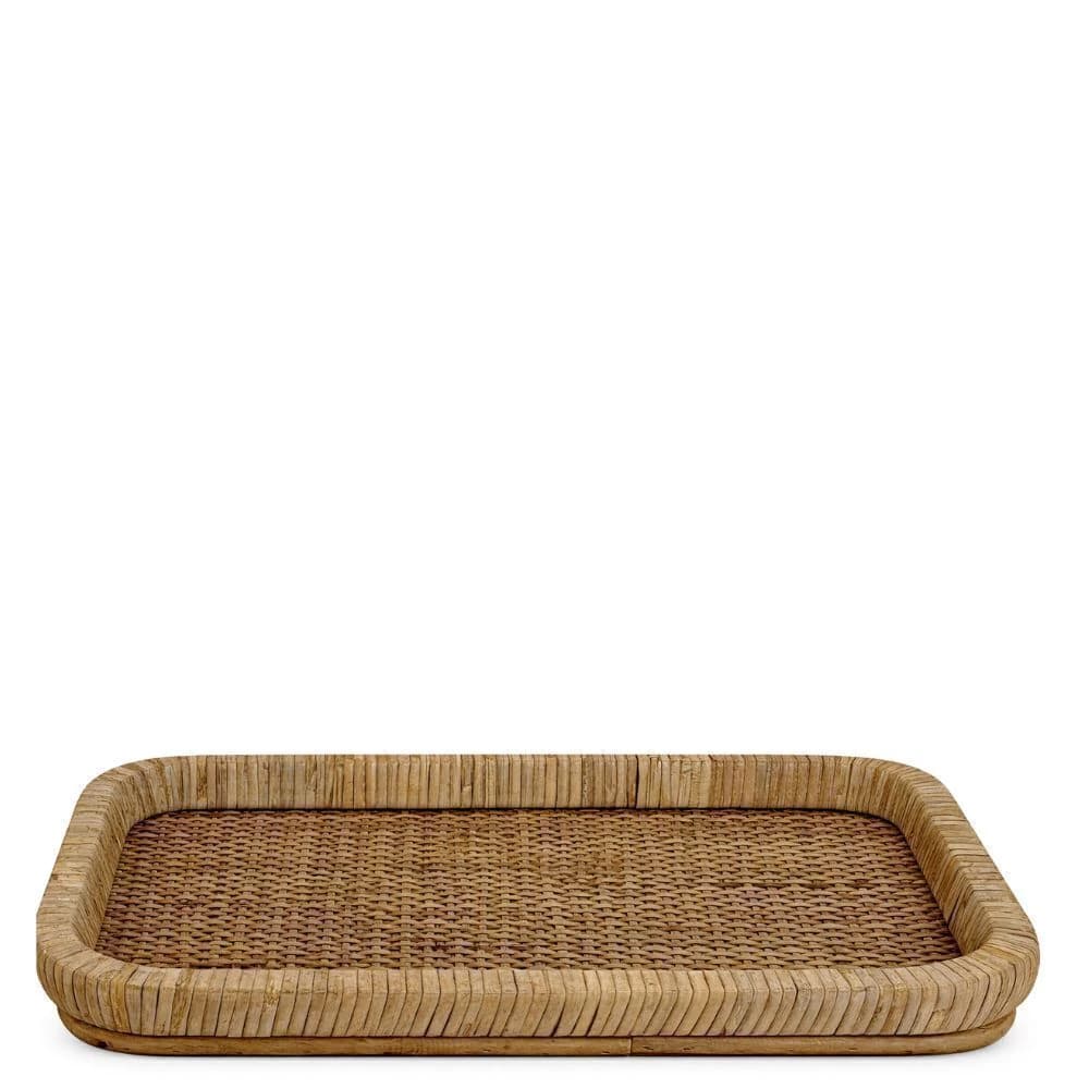 Bandeja de Madeira e Rattan 40x23x6cm
