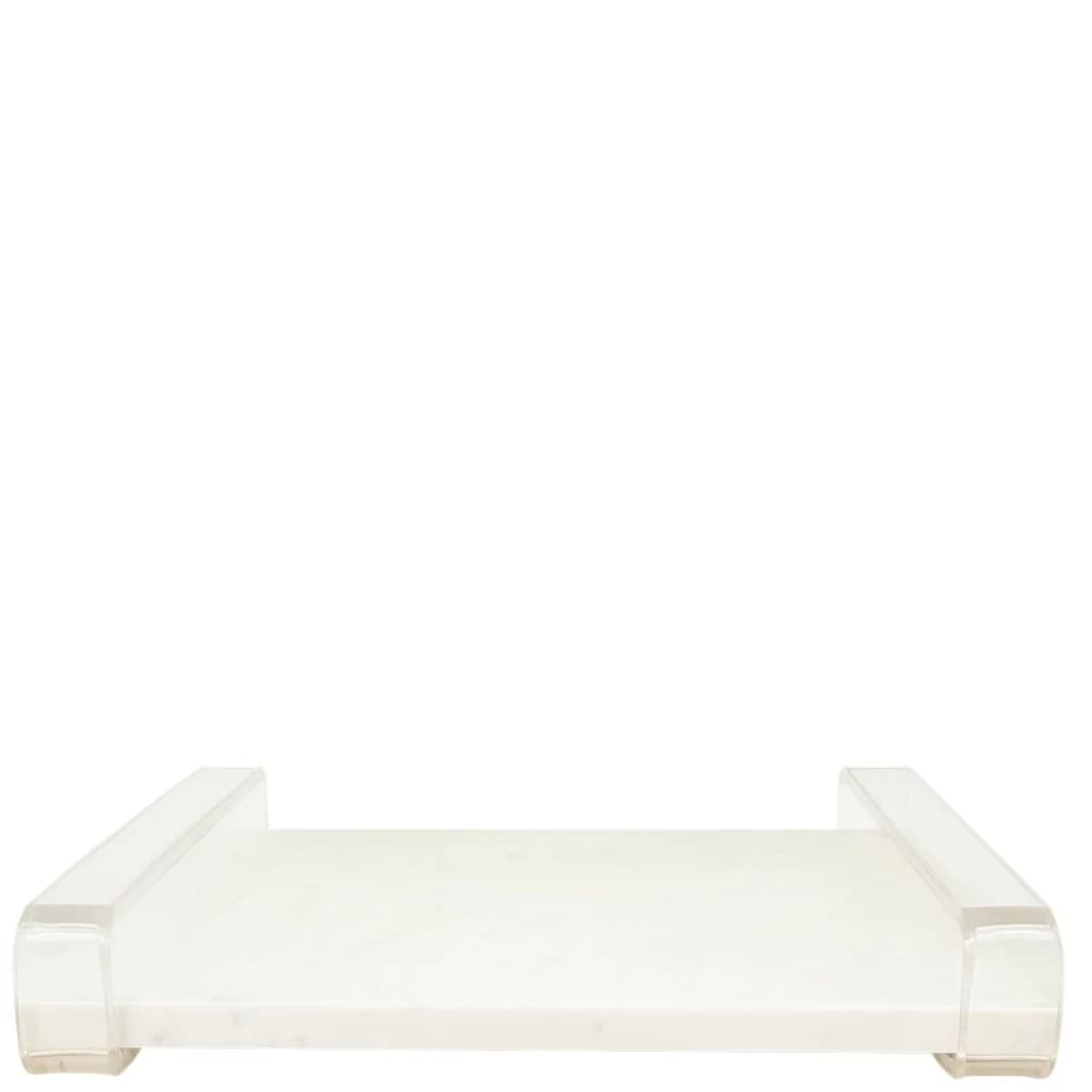 Bandeja de Mármore e Acrílico Branco Pigues 60x30cm