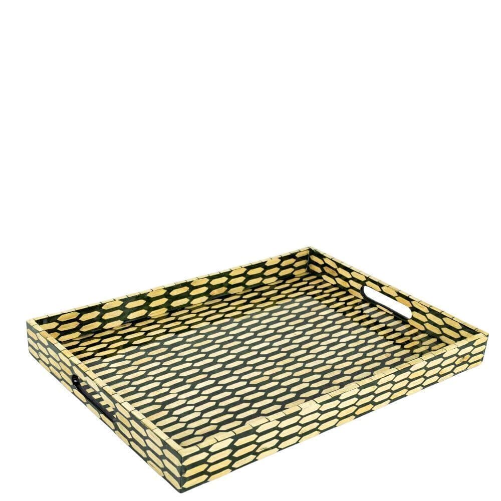 Bandeja Decorativa de Bambu Mosaico Douré 35x50cm