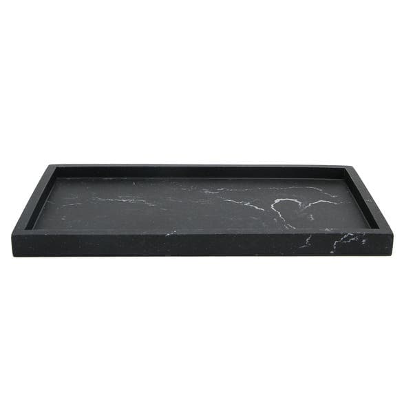Bandeja para Banheiro Mineral Preta 16x2x27,5cm Marmorizado Oikos