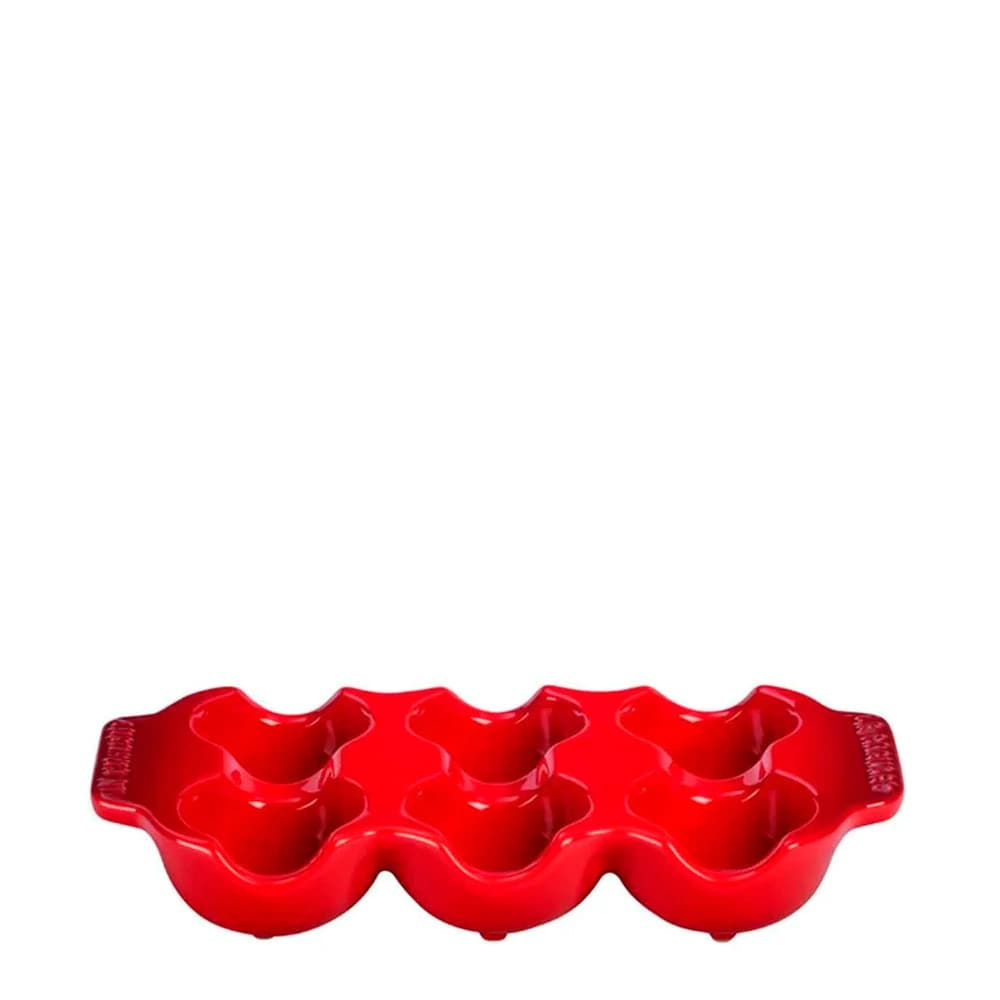 Bandeja para Ovos de Cerâmica Le Creuset Vermelha 19x10x3,5cm