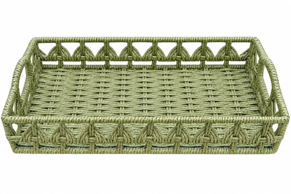 Bandeja Retangular Palha Cestaria Verde 39x26x8cm - Entrecasa