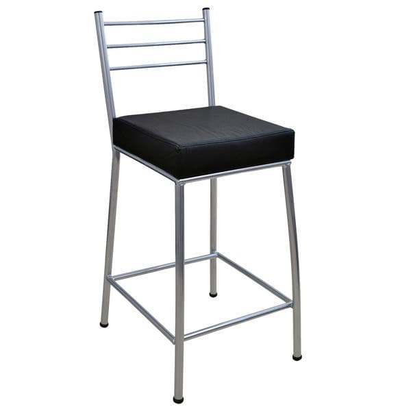Banqueta Alta em Metal 75 cm Prata Preto Paris Metalnew
