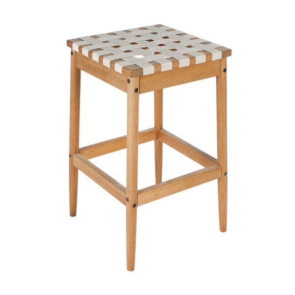 Banqueta Média em Madeira 72cm Bege|Cinza Yumi Naterial
