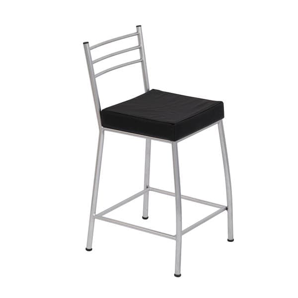 Banqueta Média em Metal 60 cm Prata Preto Paris Metalnew
