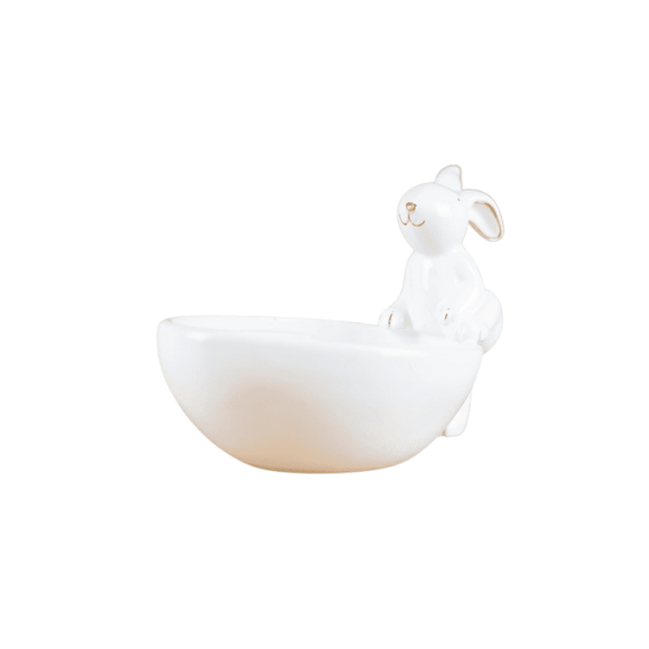 Bowl Coelho em Porcelana Decorativo Tok da Casa 17 x 11 x 12 cm
