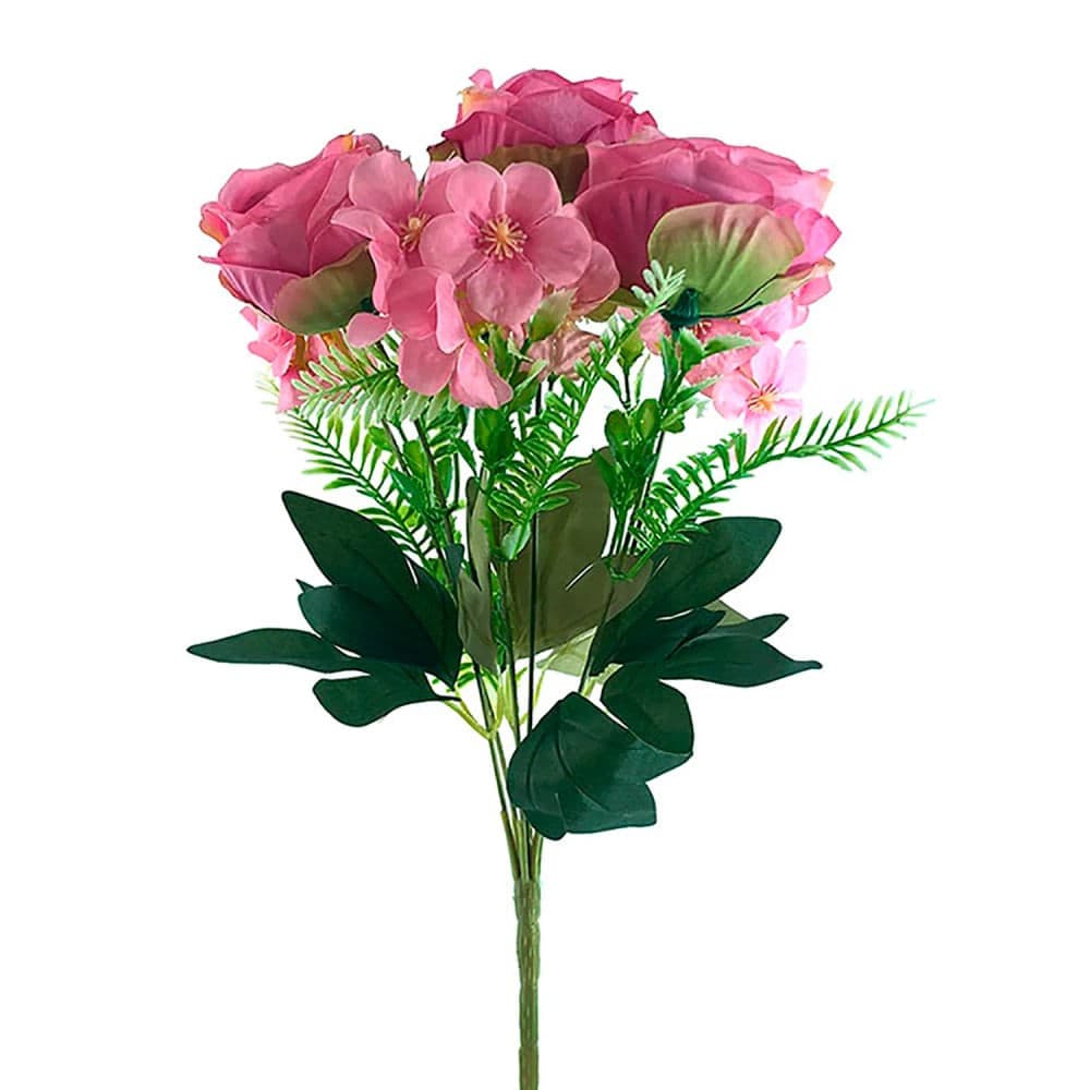 Buquê Peônia com Flor do Campo Pink 34cm - Bela Flor