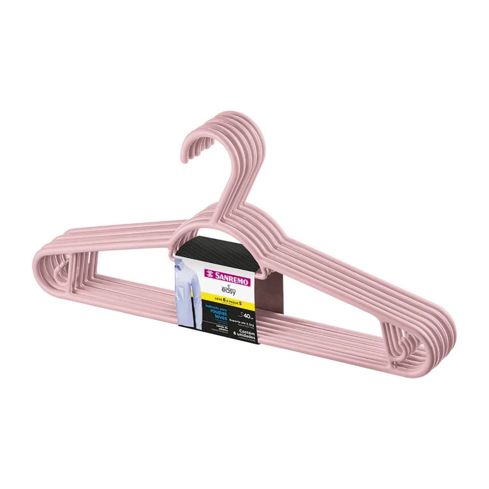 Cabide Primafer 6 Peças Rosa - Sanremo