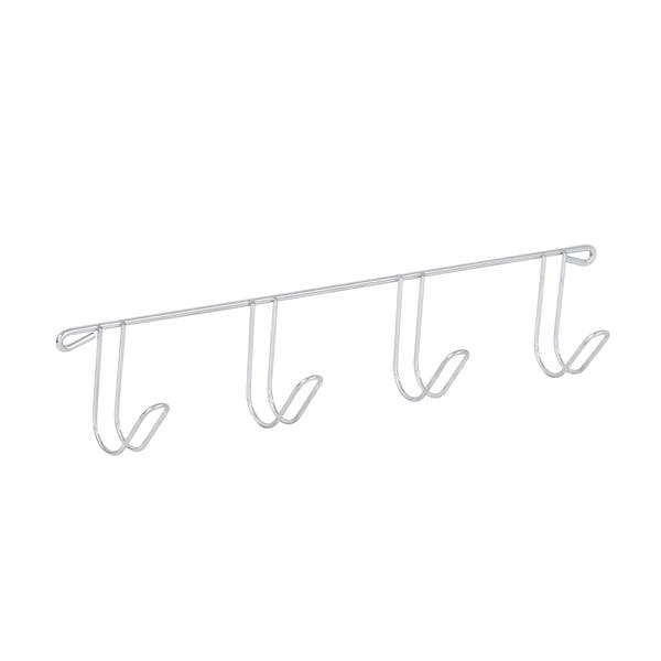 Cabideiro de Parede 4 Ganchos Metal Cromado 8x2x34cm Multiuso Arthi