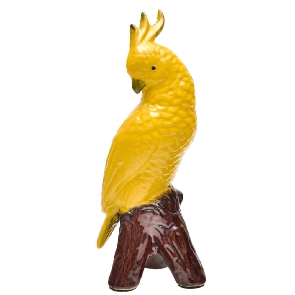 Cacatua Decorativa de Porcelana Amarela 31x12cm