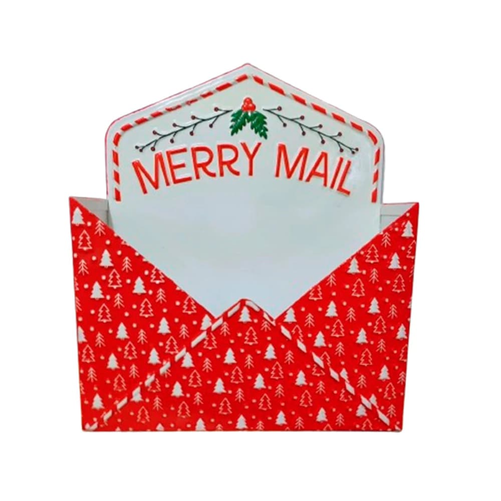 Caixa de Correio de Natal Vermelho e Branco 27x8x25cm