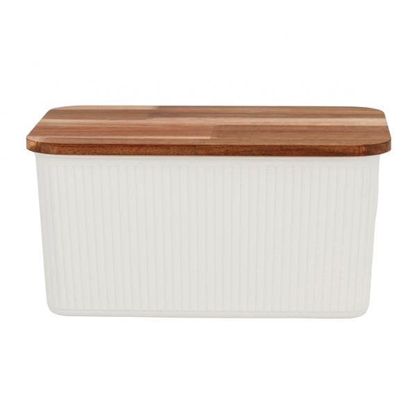 Caixa Organizadora Madeira Plástico Branco 18x13 cm Oikos
