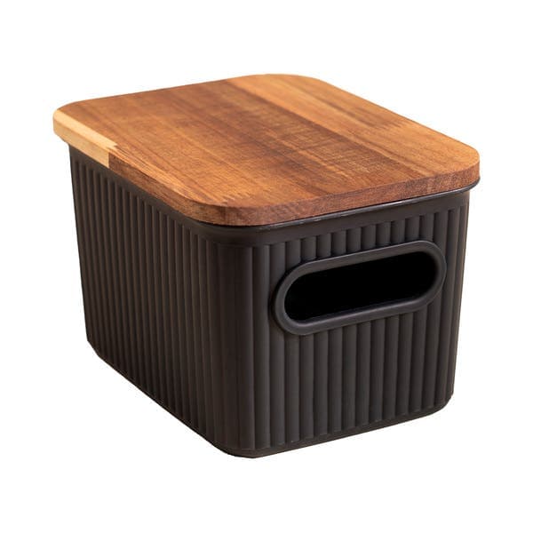 Caixa Organizadora Madeira Plástico Preto 12,5x10 cm Oikos