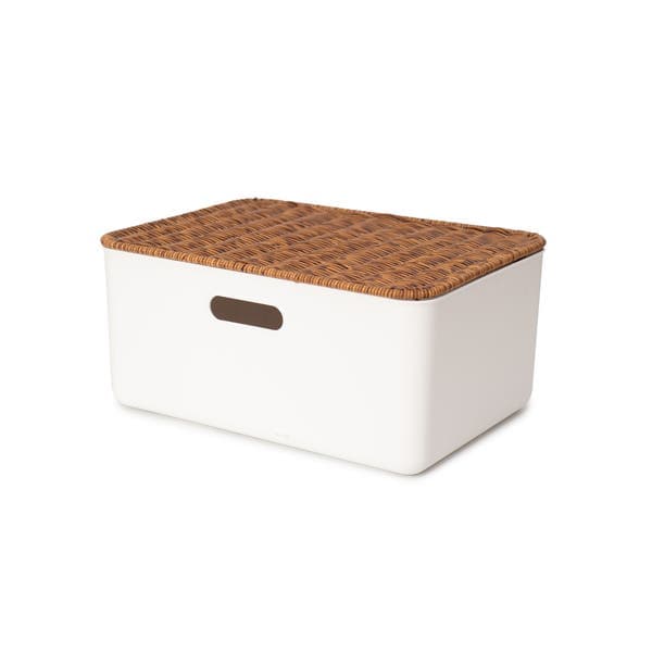 Caixa Organizadora Plástico Off White 16,5x26 cm Oikos