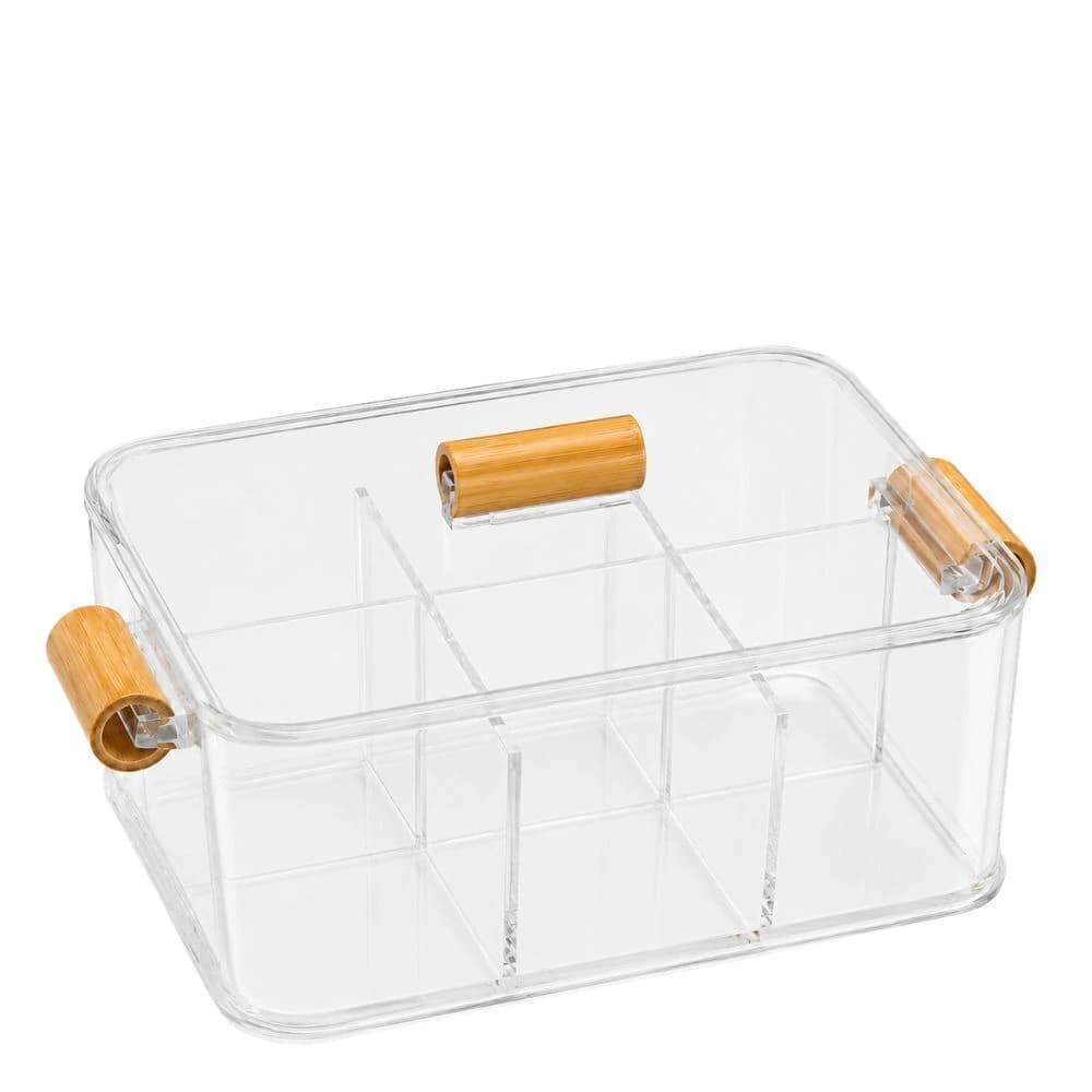 Caixa para Chá de Acrílico e Bambu com 6 Divisórias Onom 25x18x9cm