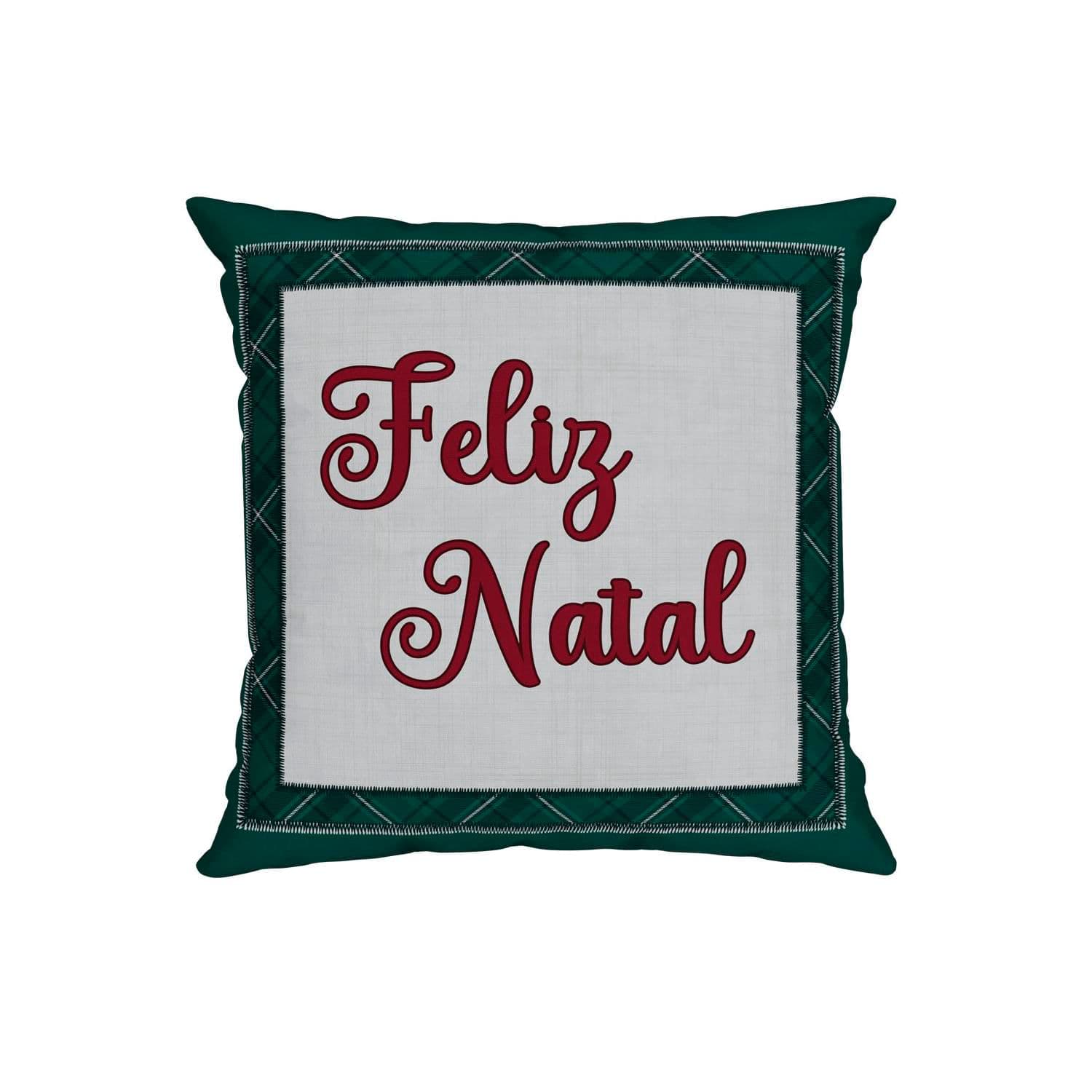 Capa de Almofada Feliz Natal 43x43cm Verde - Belchior Decor