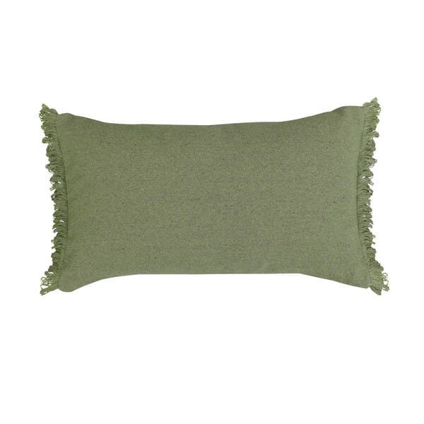 Capa de Almofada Retangular Solid Franja Tecido Oliva 1x30 cm