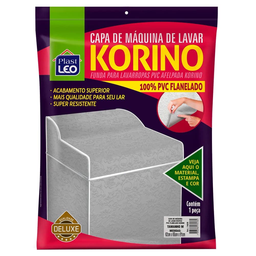 Capa para Máquina de Lavar Korino 91x62cm Cinza - Plast Leo