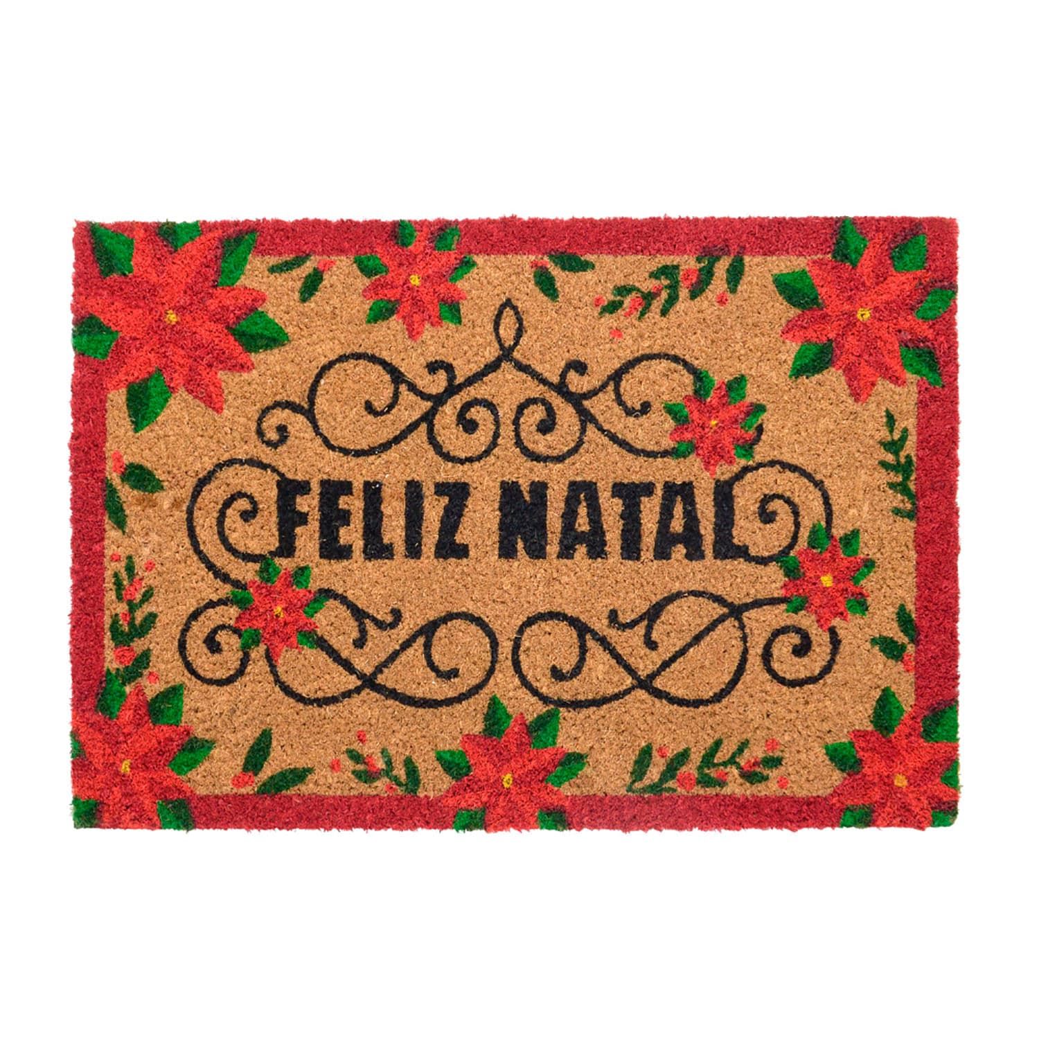 Capacho de Feliz Natal Vermelho e Verde 60cm - Espressione Christmas
