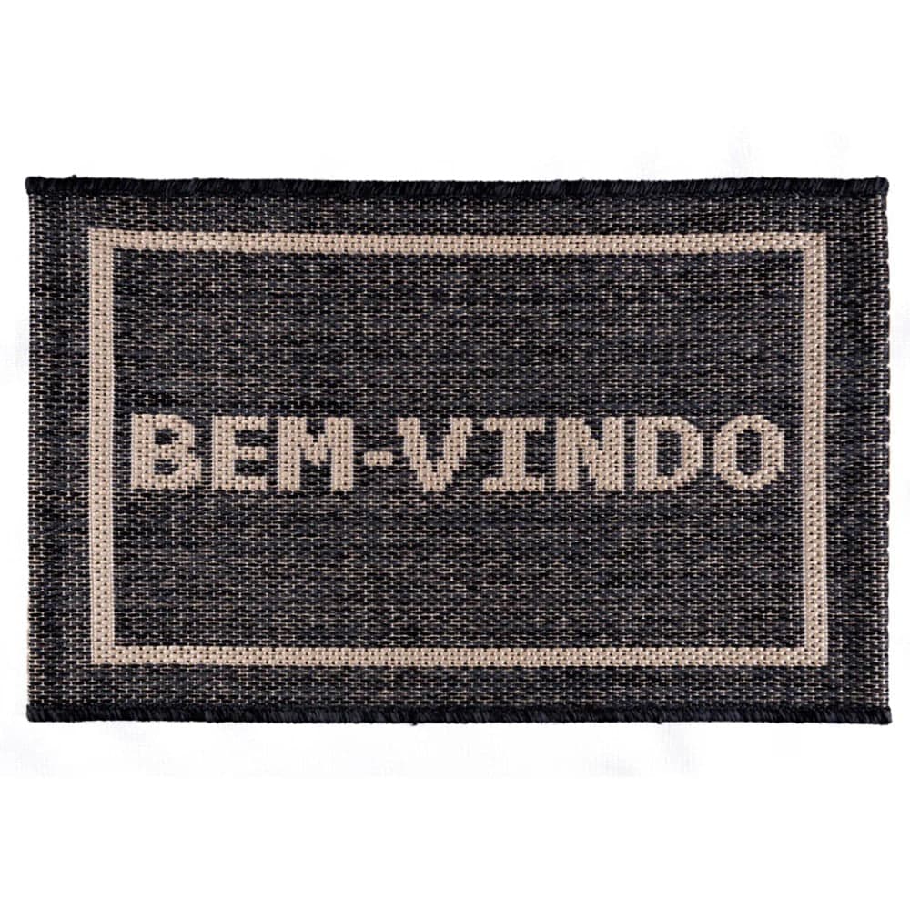 Capacho Eco-nature Bem-vindo 4 40x60cm Chumbo - Têxtil J. Serrano