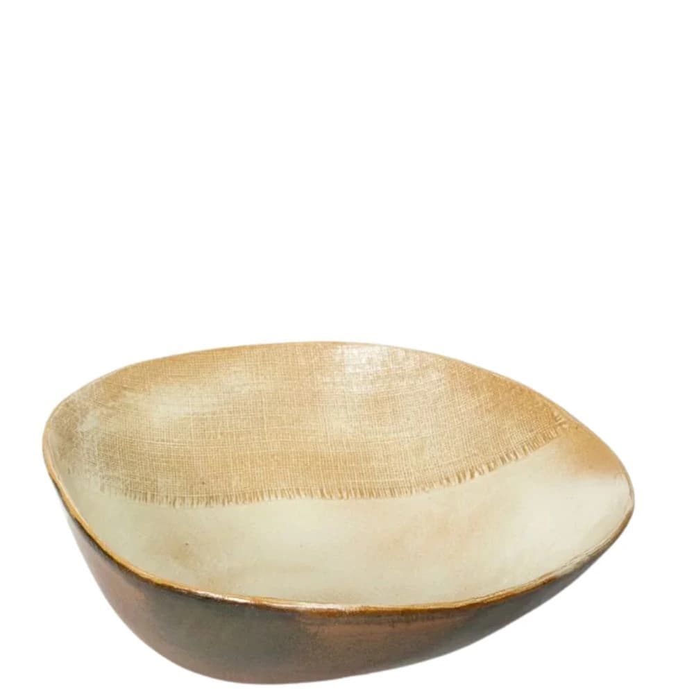 Centro de Mesa de Cerâmica Concha Off White 38x44cm