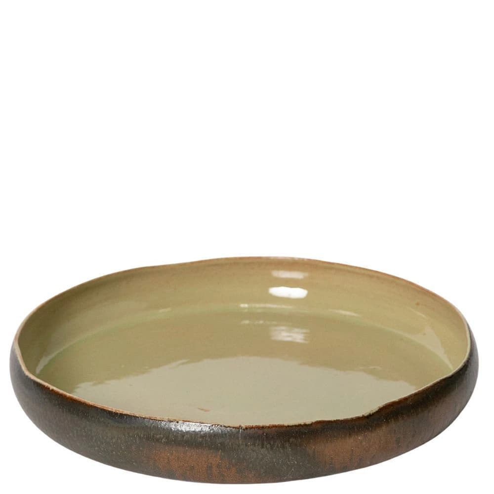 Centro de Mesa de Cerâmica Verde Oliva 29x6cm