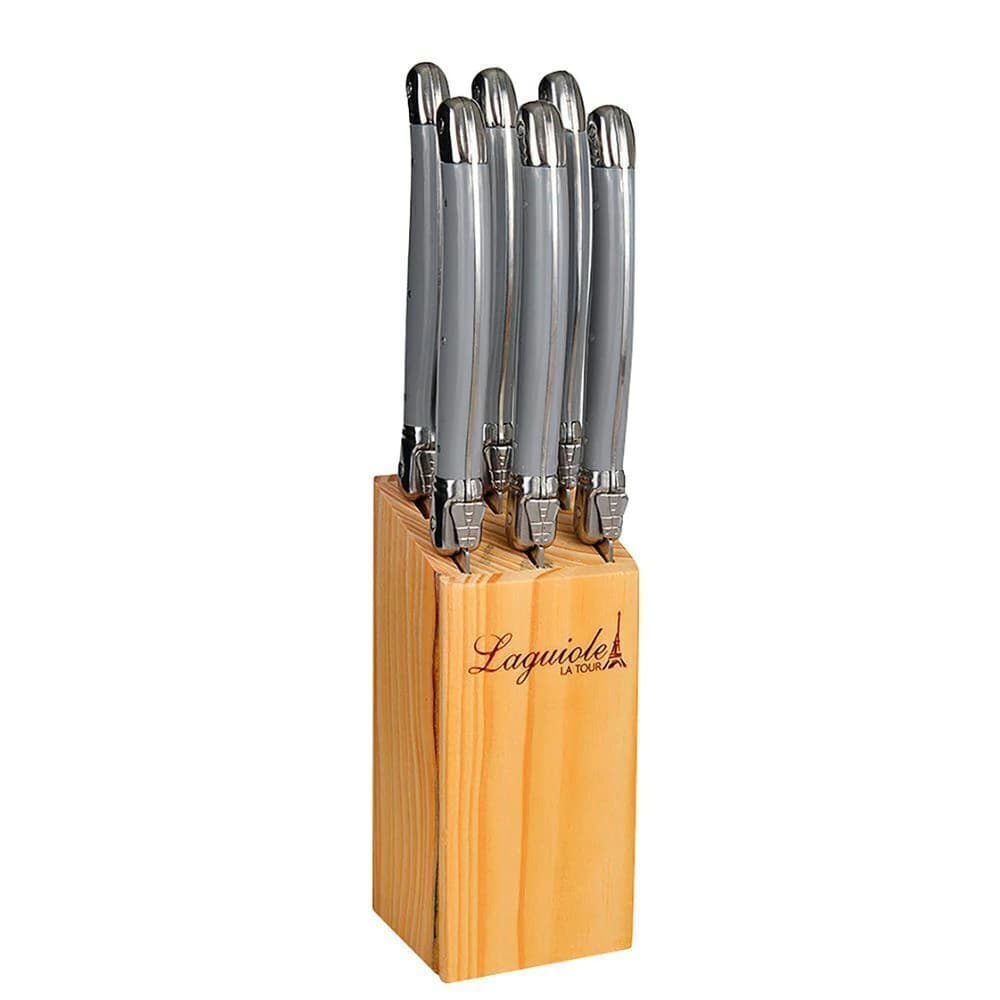 Cepo de Facas de Aço Inox Laguiole Cinza 23cm 6pçs