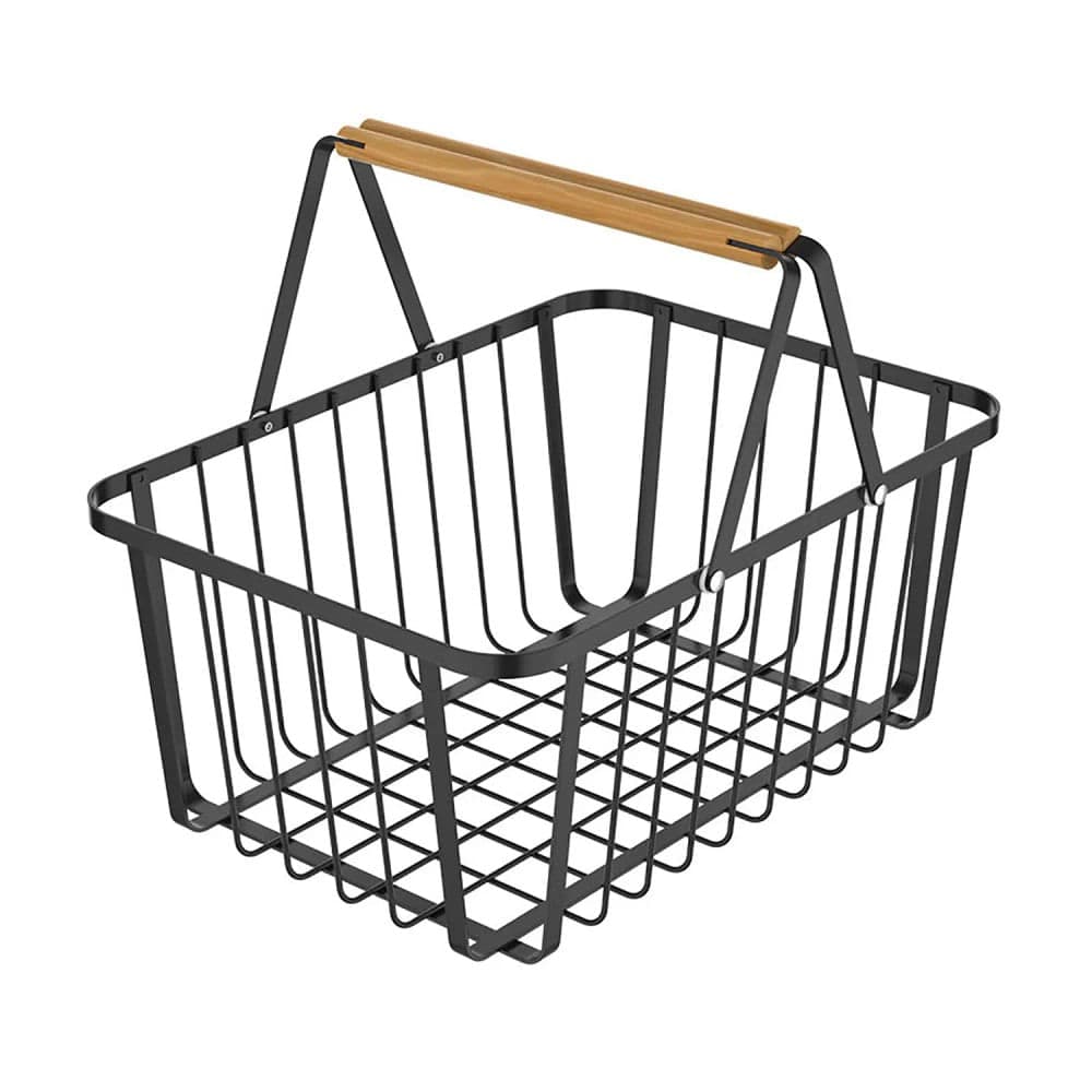 Cesto com Alça Metalla 36x26cm Preto - Yoi