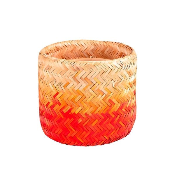 Cesto Fibra Natural Natural e Laranja Cestaria 25 cm Floral Atlanta