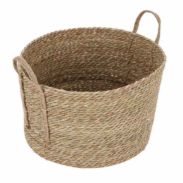 Cesto Fibra Natural Palha Cestaria 33 cm Floral Atlanta