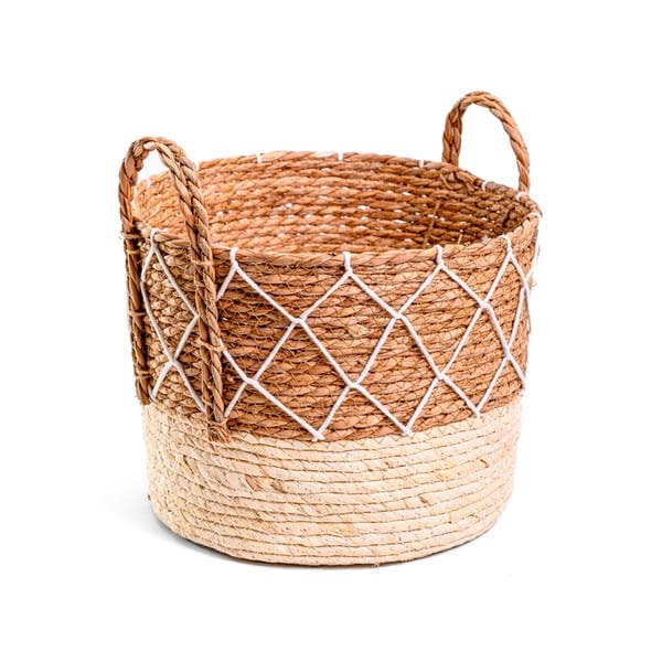 Cesto Fibra Palha e Creme Náutico 21,5x29 cm Alluria