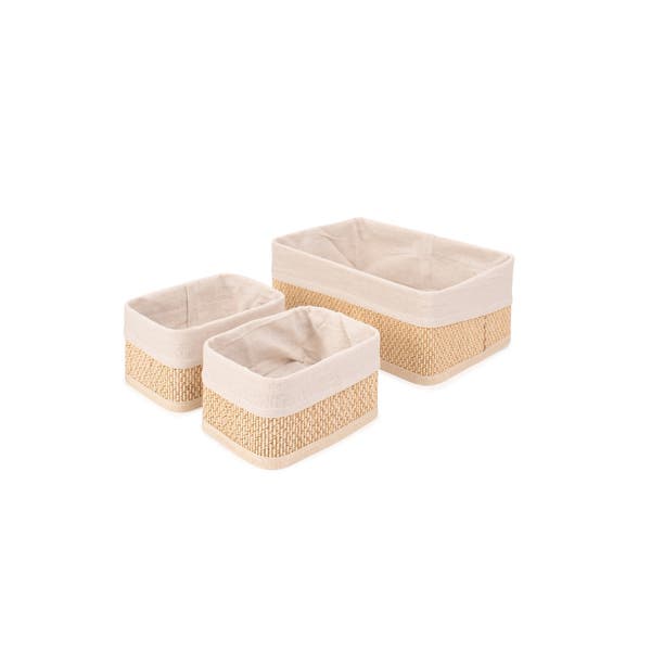 Cesto Madeira Off White 21x31 cm Oikos