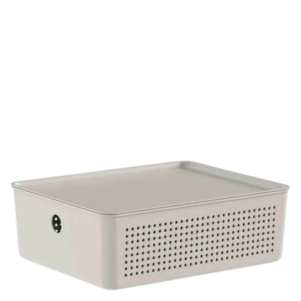 Cesto Organizador com Tampa ou Flow Bege 27x22x10cm