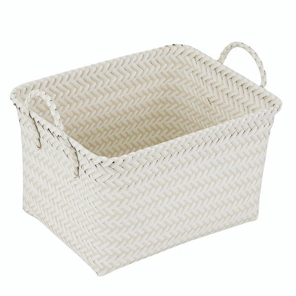 Cesto Organizador Fibra Natural Branco 30x25 cm Oikos