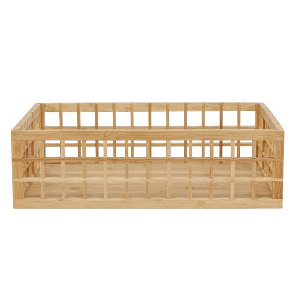 Cesto Organizador Madeira Natural Organização 26,5x11,5 cm Oikos