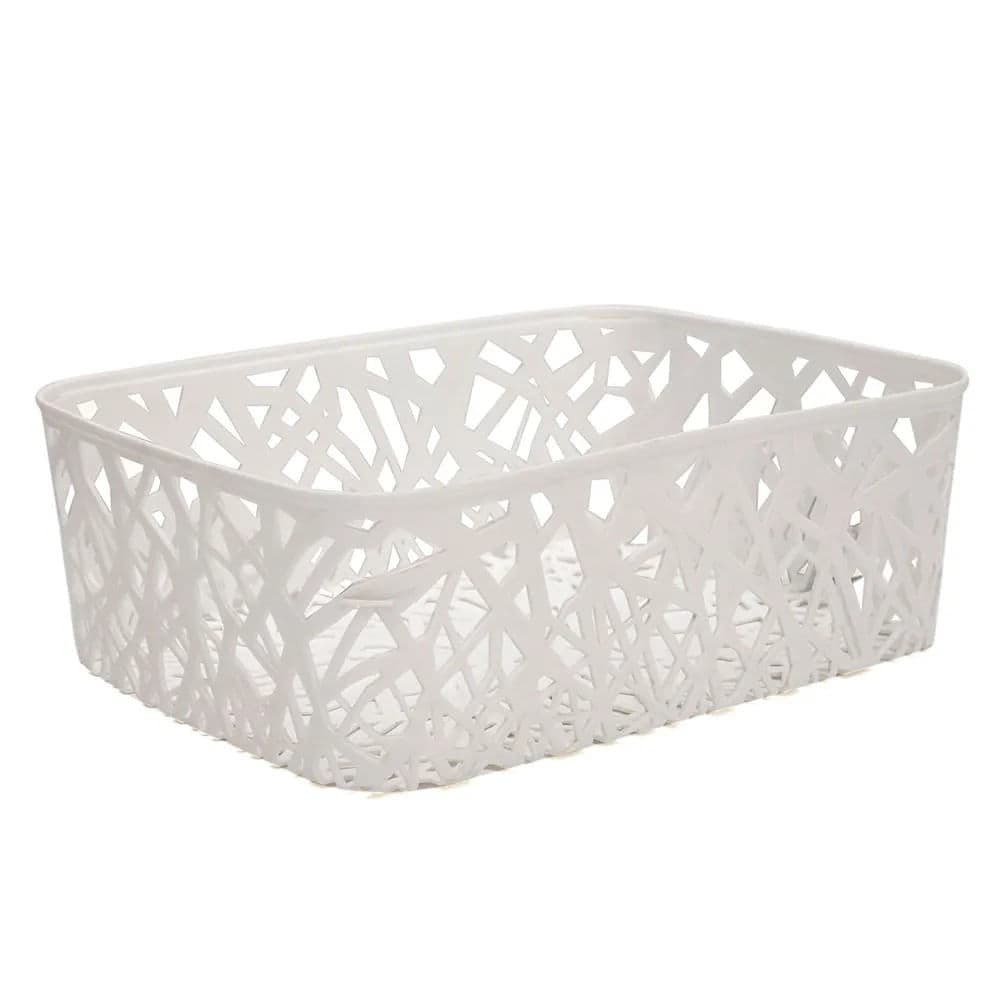 Cesto Organizador Mosaico Retangular 13x37cm Branco - Arthi