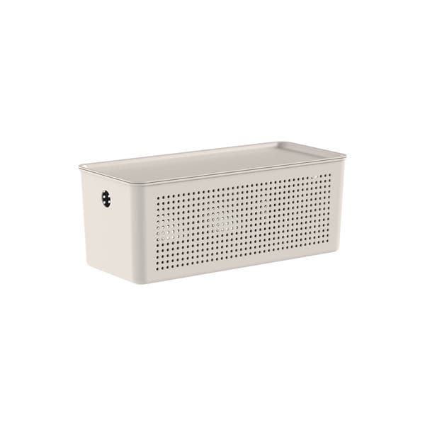 Cesto Organizador Plástico Bege Fechado Flow 14x15x34 cm OU
