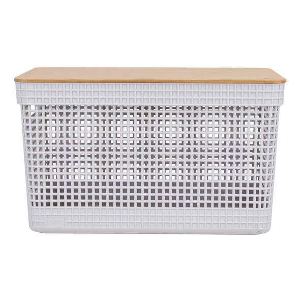 Cesto Organizador Plástico Branco Oceano Grid 26,2x29x39 cm Ou