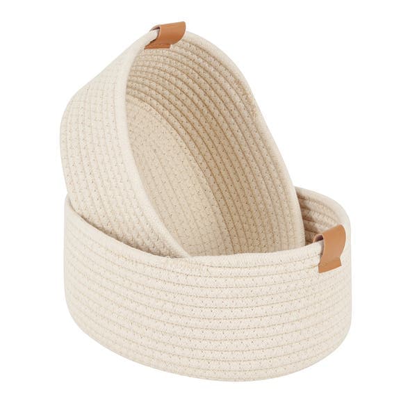 Cesto organizador Tecido Off white Magda 11,5x27x10 cm Sensea