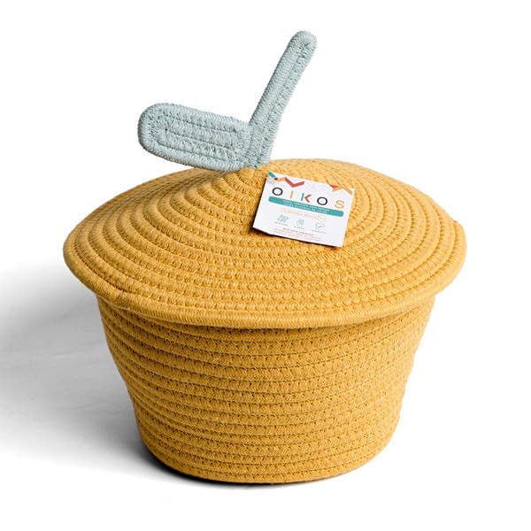 Cesto Organizador Vegetal Amarelo Infantil 25x25 cm Oikos