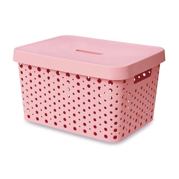 Cesto Plástico Rosa 24x35 cm Usual Utilidades