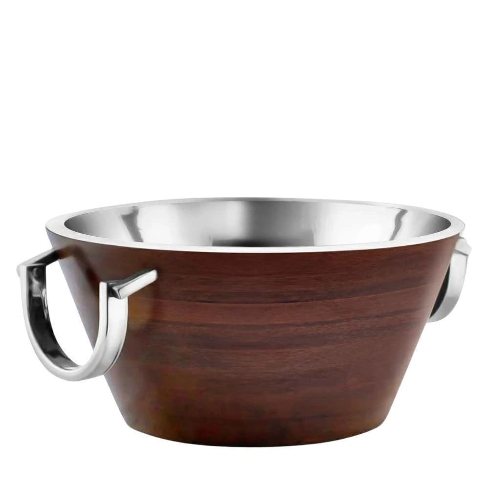 Champanheira de Aço Inox e Madeira 43x20cm