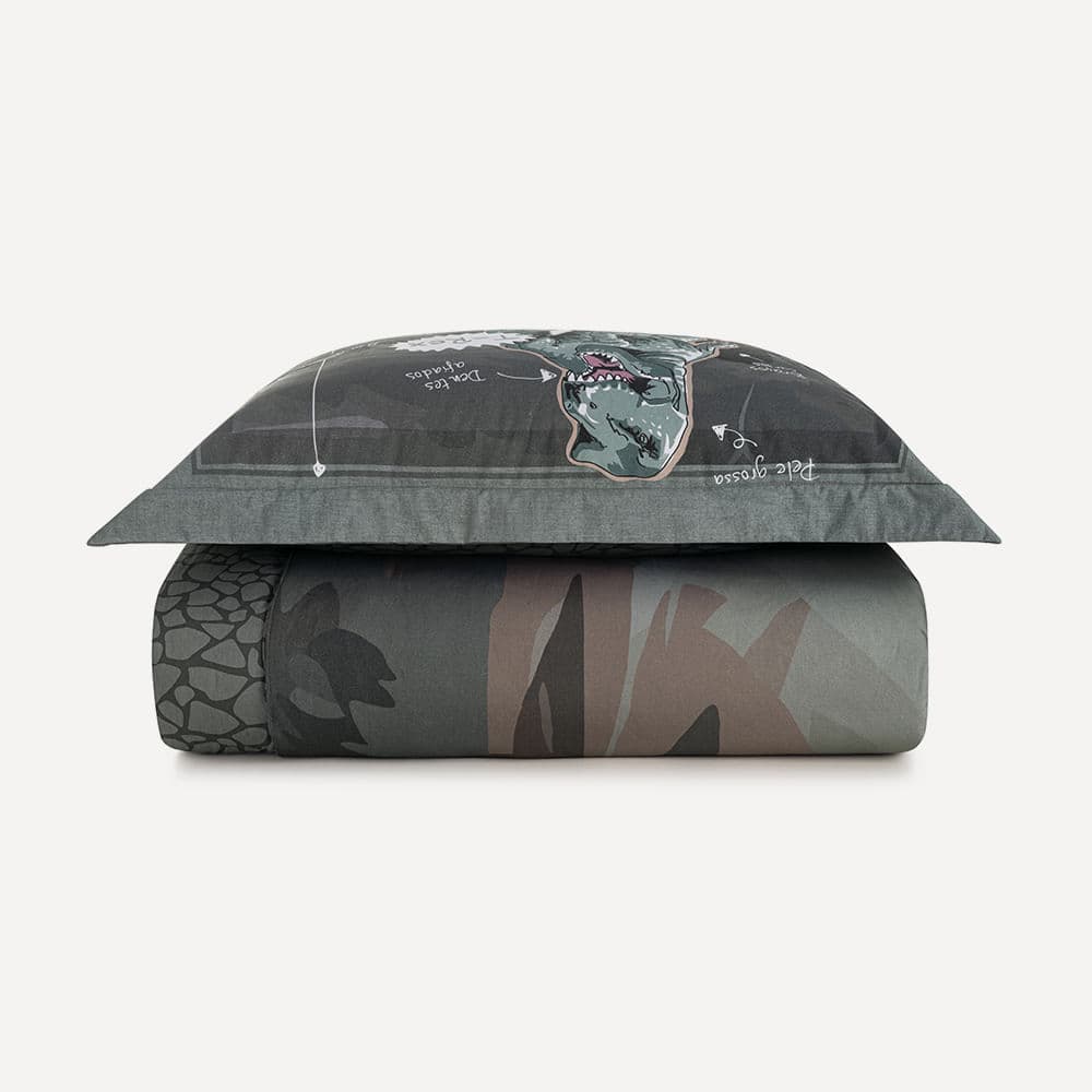 Colcha Infantil Solteiro com Porta-travesseiro 200 Fios T-Rex