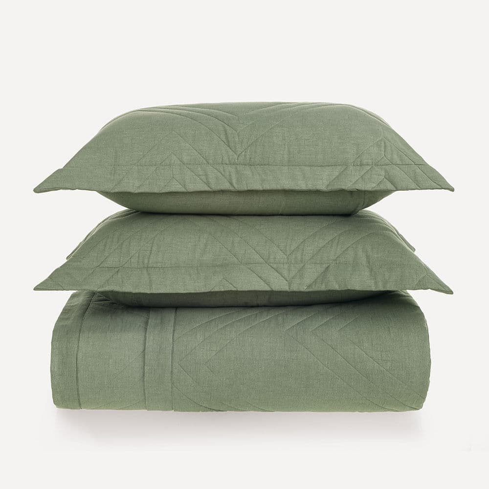 Colcha King com 2 Porta-travesseiros 100% Algodão Tesso Verde
